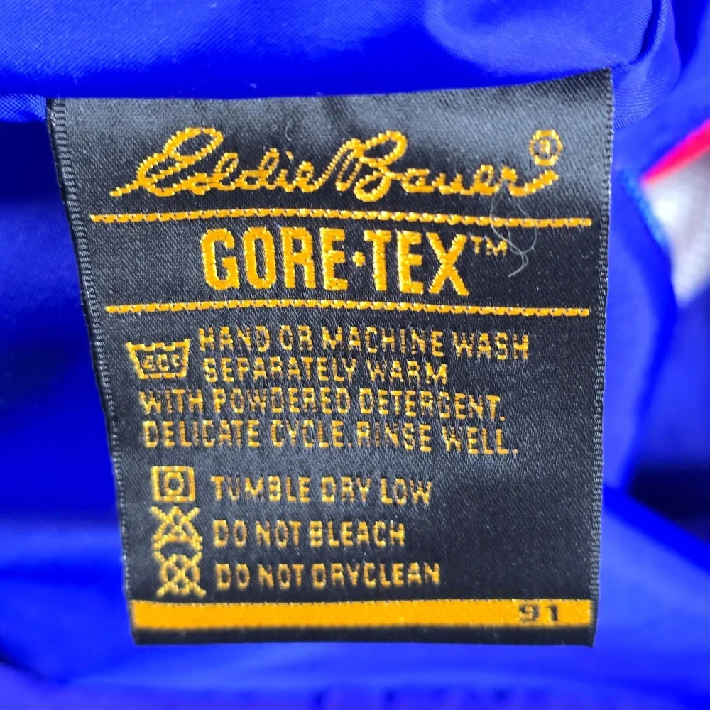 VTG Eddie Bauer Gore Tex Mens Jacket‎ Blue Yellow Red Size S Outdoor Outfitter